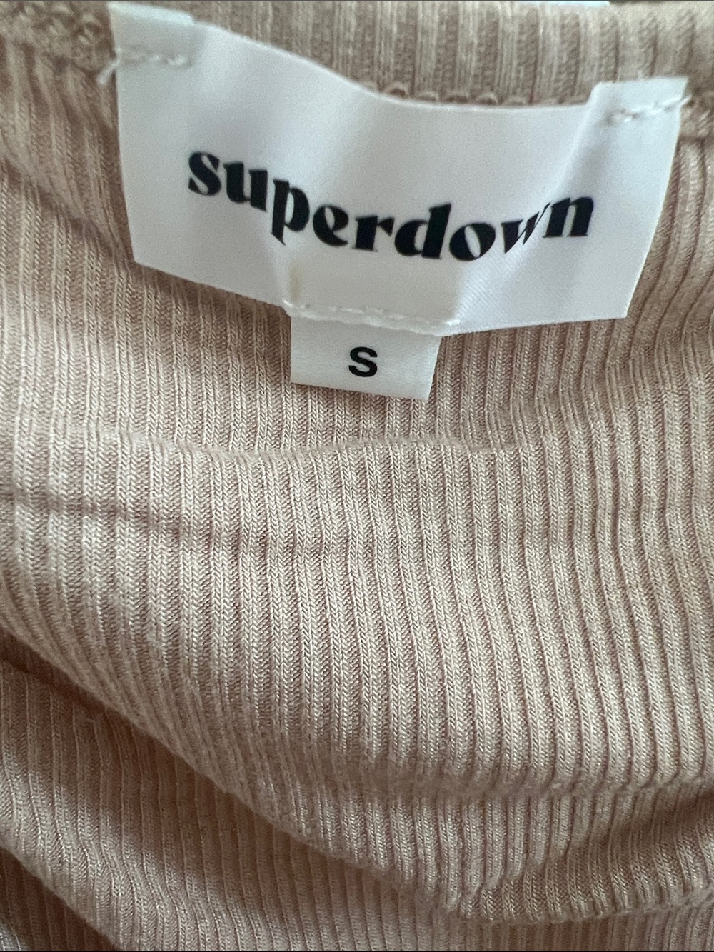 Super down Taupe Ribbed Top - Picture 3 of 3